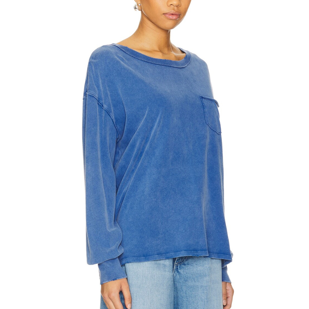 NEW Free People We The Free Fade Into You Long Sleeve Tee Shirt Limoges Blue M - Picture 3 of 5